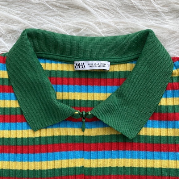 Zara | Multicolored Striped Ribbed Polo - Picture 4 of 13